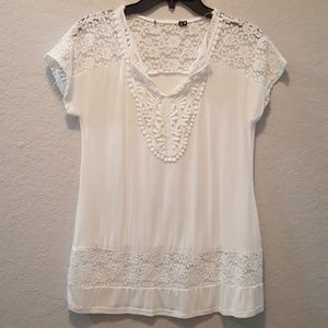 Lace and cotton tunic